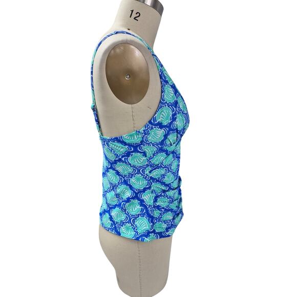 Stella Parker Collection 2 pc Tankini Blue/Green Shell Pattern Sz L - Picture 2 of 7